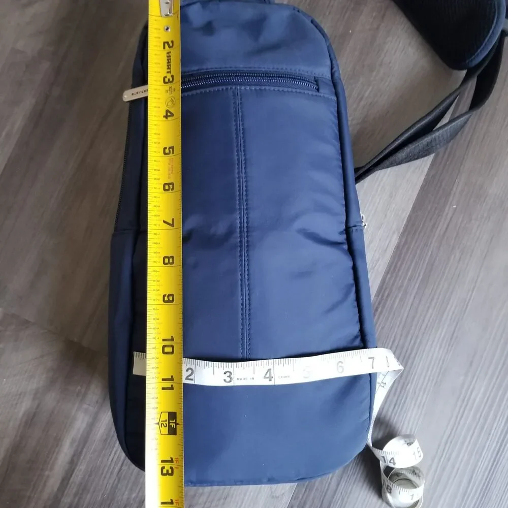 Travelon Anti Theft Slim Sling Crossbody Bag Blue/Teal - Picture 8 of 9